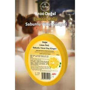 Doğal Limon Özlü Süngerli Sabun, Limon Özlü Sabunlu Vücut Duş Süngeri, Banyo Lifi 125 gr