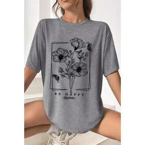 Only Trendwear  Unisex Be Happy Baskılı Oversize Tshirt
