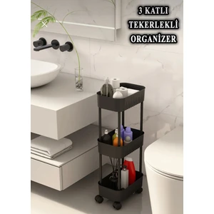 Lizbon Çok Amaçlı 3 Katlı Evye Altı Düzenleyici Dolap Içi Tegah Altıtekerlekli Organizer