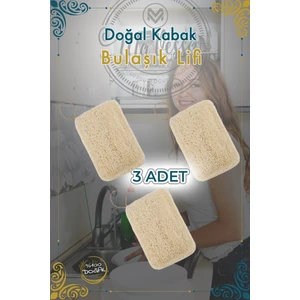 3 Adet Çift Taraflı Organik % 100 Doğal Kabak Bulaşık Lifi