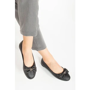 Ayakkabı Frekansı Loyan Babet Siyah Pırıltı Cilt Ayakkabı