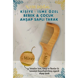 İsme Özel Doğal Ahşap Saplı Bebek & Çocuk Tarağı
