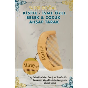 İsme Özel Doğal Ahşap Makrome Tarak - Bebek&Çocuk Saç Tarağı