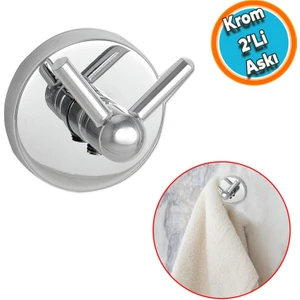 Vidalı Banyo Lavabo Wc Askısı Çatal 2'li Askılık Krom Renk Metal Sağlam Aparat Bornoz Havlu Asma Askı
