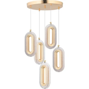 Istanbul Avize Beta 5'li Gold Ledli Kristal Taşlı Avize