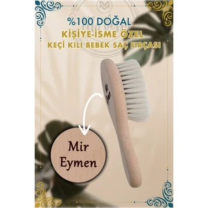 Kişiye - İsme Özel % 100 Doğal Keçi Kılı Bebek Saç Fırçası - Konak Tarağı (Extra Yumuşak-Mini Boy)