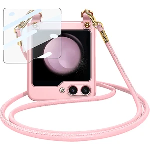 Seashell Digital Samsung Galaxy Z Flip5 5g Sert Pc Geri Ince Koruyucu Temperli Cam Küçük Ekran Film Omuz Kayışı Telefon Kılıfı (Yurt Dışından)