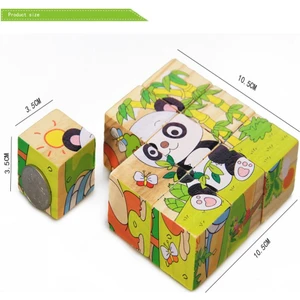 Tek Yapboz 6 Farklı Karakter 9’lu Ahşap Küp Eğitici Puzzle