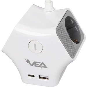 2 Adet USB 1 Adet Type-C Girişli 3680 Watt 16 Amper 1.5 Metre Kablolu Anahtarlı Çoklu Priz Golyat Fiş