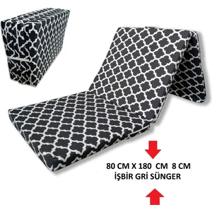 Mor Minder Katlanır Yer Yatağı Tek Kişilik Sünger Katlanır Minder Yatak 80X180 cm Sünger  8 cm Karaçatı  Desen