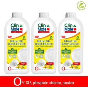 3'lü Set Yeni Clinmate Ekolojik Bitkisel Elde Bulaşık Deterjanı Limon 750 ml