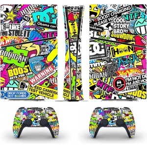 Kt Grup Sticker Bomb Playstation 5 Slim Disk Versiyon Sticker Kaplama Seti