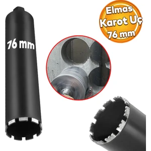 Elmas Karot Ucu 76 mm Shun Beton Zemin Duvar Delme Delik Açma Panç Aparat Uç Deprem Numune Al Test