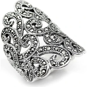 Gümüş 925 Ayar Kadın Yüzük Markazit Taşlı