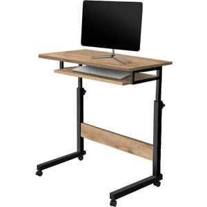 Yükseklik Ayarlı Ve Klavyelikli Laptop Sehpası - Atlantik Çam 70 x 40 cm (Frenli Tekerli)