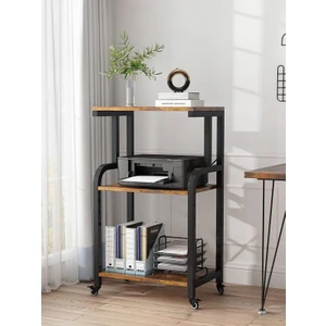 Raflı Yazıcı Sehpası - Atlantik Çam (Frenli Tekerlii) 45 x 30 x 90 cm