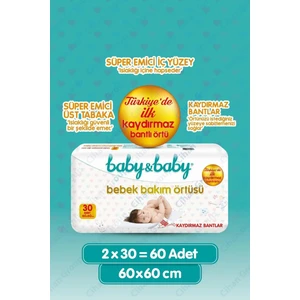 Baby&baby Kaydırmaz Bantlı Bebek Bakım Örtüsü 60X60CM 30'lu x 2 Adet