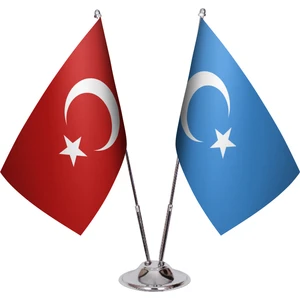 Asya Bayrak Doğu Türkistan Ikili Masa Bayrağı