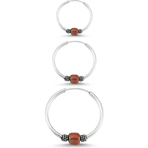 Takı Dükkanı Boncuklu Gümüş Halka Küpe Kombin 10 mm + 12 mm + 16 mm WSK09T