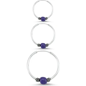 Takı Dükkanı Boncuklu Gümüş Halka Küpe Kombin 10 mm + 12 mm + 16 mm WSK09T