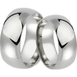 Takı Dükkanı 8 mm Bombeli Geniş Çelik Alyans Çifti Söz Nişan Yüzüğü cl09