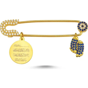 Takı Dükkanı Gümüş Bebek İğnesi Dualı Nazarlık Maşallah Taşlı Ayak Izi csi03