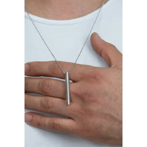 Takı Dükkanı Silindir Çubuk Bar Erkek Kolye Paslanmaz 65 cm Zincirli
