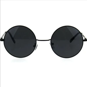 John Lennon Gözlük Güneş Gözlüğü Yuvarlak Siyah Cam