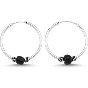 Takı Dükkanı Boncuklu Gümüş Halka Küpe 16 mm WSK09-16