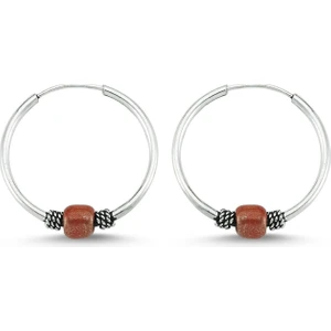 Takı Dükkanı Boncuklu Gümüş Halka Küpe 16 mm WSK09-16