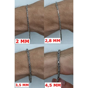 Takı Dükkanı 925 Ayar Gümüş Erkek Kral Zincir Bileklik Yuvarlak Model MSB11