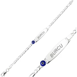 Takı Dükkanı Nazar Boncuklu Isimli Gümüş Bebek Künye Çocuk Bileklik csb02