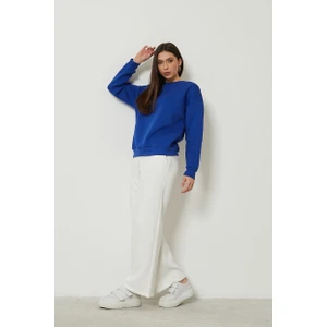 Kadın Bisiklet Yaka Uzun Kollu Basic 3 Iplik Şardonlu Sweatshirt