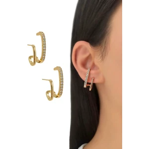 ÇLK Accessories Premium 2 Sıra Zirkon Taş Küpe