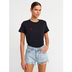 30584 Bisiklet Yaka Pamuklu T-Shirt-Siyah