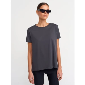 3471 Bisiklet Yaka Basic T-Shirt-Antrasit