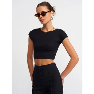 30528 Pamuk ve Modal  Karışımlı Crop Top-Siyah