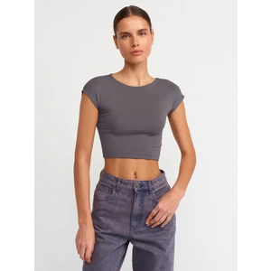 30528 Pamuk ve Modal  Karışımlı Crop Top-Füme