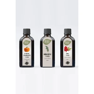 Biberiye Yağı - Hint Yağı - Kabak Çekirdeği Yağı 3 x 100 Ml. (Saç Bakım Seti)