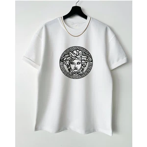 Black Sokak Unisex Beyaz Medusa Baskı Oversize Tshirt