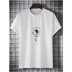 Black Sokak Blacksokak Erkek Beyaz Men Hat Baskılı Oversze Bisisklet Yaka Tişört