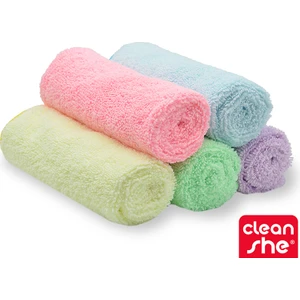 Pastel Seri Mikrofiber Kurulama ve Temizlik Bezi 2'si 1 Arada 5'li Set 35X40