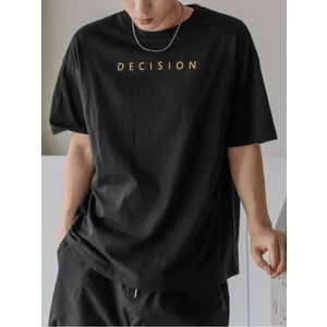 Black Sokak Blacksokak Erkek Siyah Decision Baskılı Oversize T-Shirt