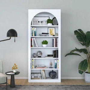 HC116 Kitaplık 6 Raflı Çalışma Odası Kütüphane Modern Duvar Rafı Beyaz