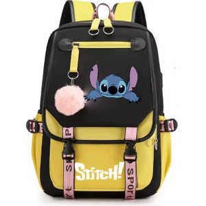 Yeni Lilo Stitch Stitch Stitch USB Şarj Edilebilir Okul Çantası Erkek ve Kadın Öğrenci Sırt Çantası Sırt Çantası (Yurt Dışından)