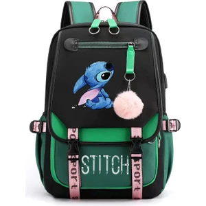 Yeni Lilo Stitch Stitch Stitch USB Şarj Edilebilir Okul Çantası Erkek ve Kadın Öğrenci Sırt Çantası Sırt Çantası (Yurt Dışından)
