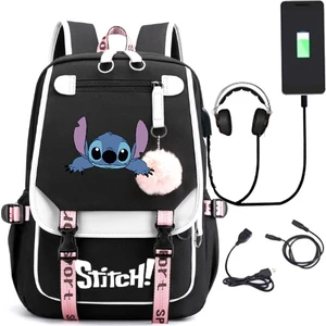 Yeni Lilo Stitch Stitch Stitch USB Şarj Edilebilir Okul Çantası Erkek ve Kadın Öğrenci Sırt Çantası Sırt Çantası (Yurt Dışından)