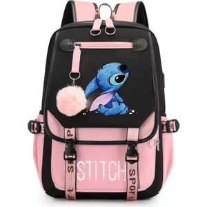 Yeni Lilo Stitch Stitch Stitch USB Şarj Edilebilir Okul Çantası Erkek ve Kadın Öğrenci Sırt Çantası Sırt Çantası (Yurt Dışından)