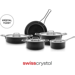 Swiss Crystal Mastermaid 9 Parça Tencere Seti Shiny Black