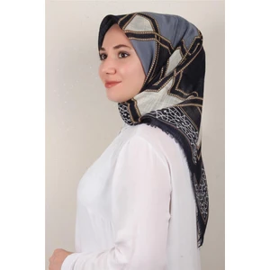 Pamuklu Trend Eşarp 9808-3 Lacivert-Indigo